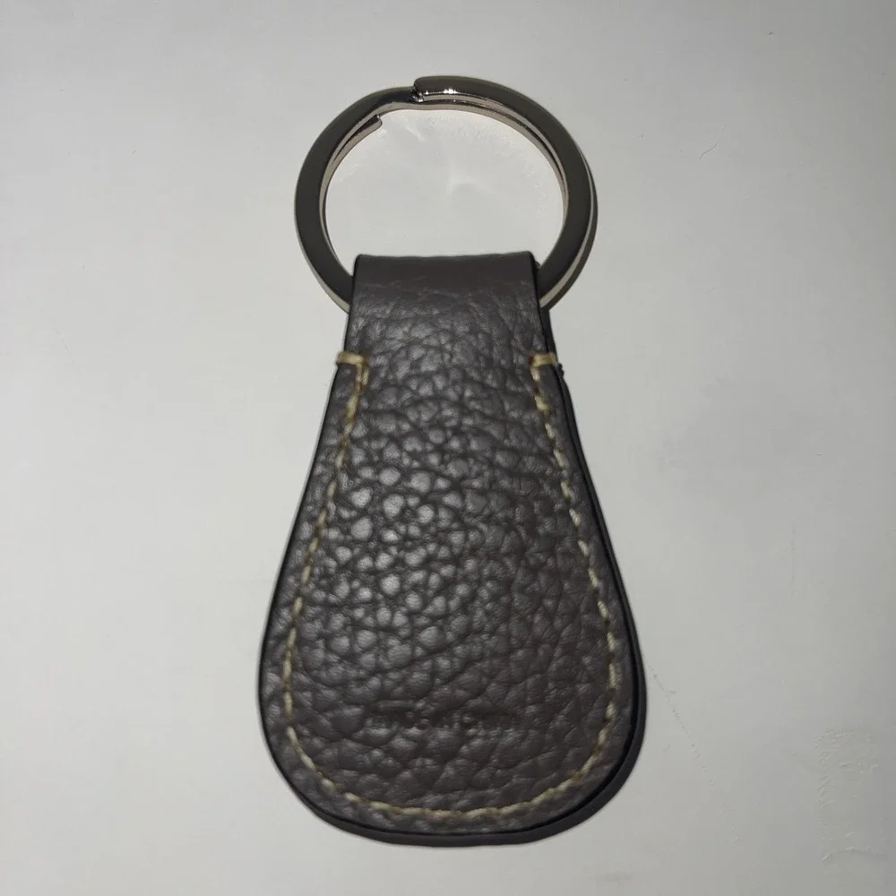 Rare VTG Dooney & Bourke 1990s Key Ring Fob Taupe Brown Leather Duck‎ Seal